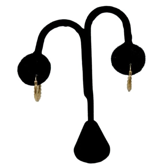 SOLID 10K YELLOW GOLD DIAMOND CUT TAPERED HOOP EARRINGS~1.994 GRAMS - Picture 4 of 6